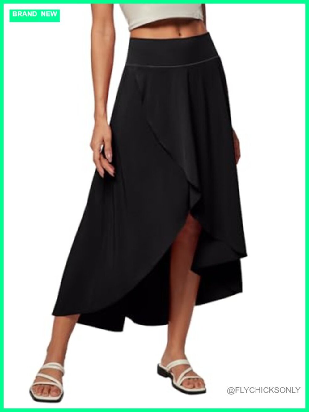 High Waist Wrap Skirt with Built-in Shorts Flowy Maxi Skort